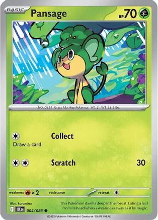 Pansage 004/086 Common Black Bolt Reverse Holo