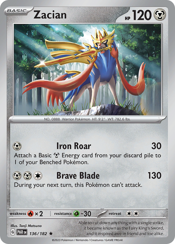 Zacian 136/182 Rare Paradox Rift Holo