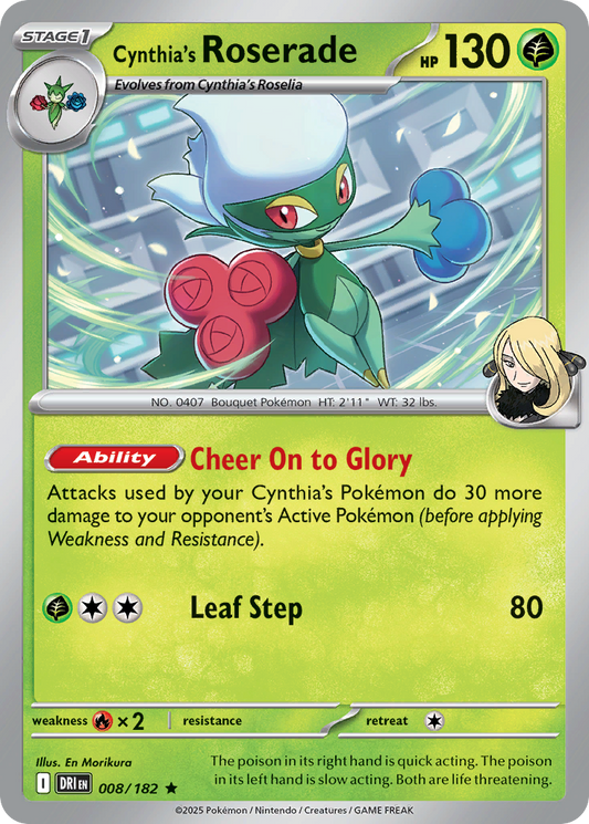 Cynthia's Roserade 008/182 Rare Destined Rivals Holo